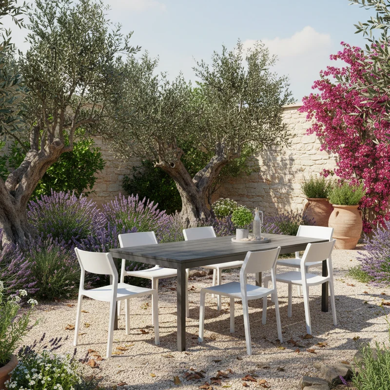 Set tavolo Rio Allungabile 210-280 cm con 8 sedie Trill per interno ed esterno