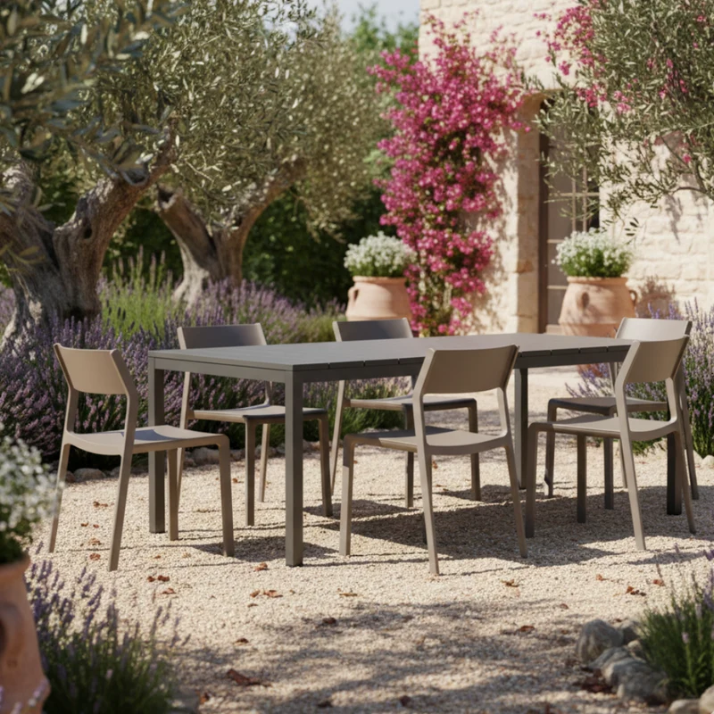 Set tavolo Rio Allungabile 210-280 cm con 8 sedie Trill per interno ed esterno