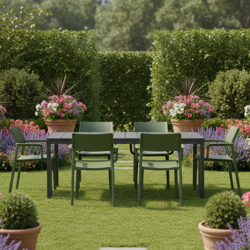 Set tavolo Rio Allungabile 210-280 cm con 8 sedie Trill per interno ed esterno