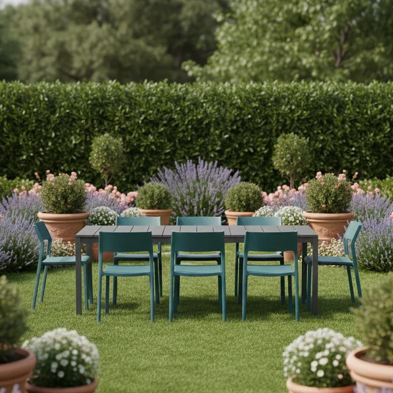 Set tavolo Rio Allungabile 210-280 cm con 8 sedie Trill per interno ed esterno