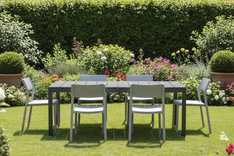 Set tavolo Rio Allungabile 210-280 cm con 8 sedie Trill per interno ed esterno