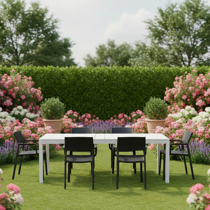 Set tavolo Rio Allungabile 210-280 cm con 8 sedie Trill per interno ed esterno