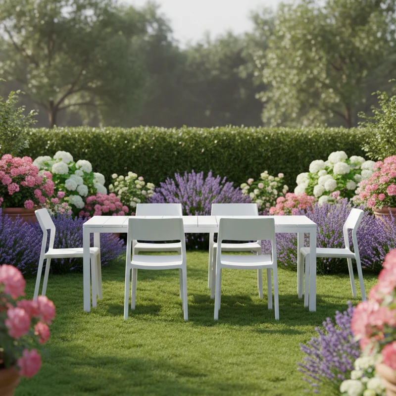 Set tavolo Rio Allungabile 210-280 cm con 8 sedie Trill per interno ed esterno