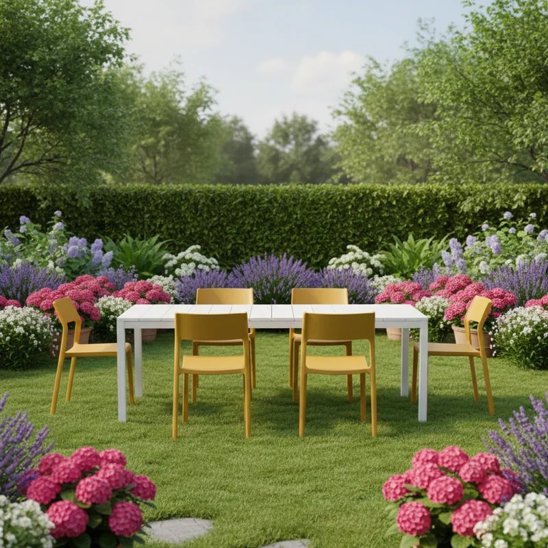 Set tavolo Rio Allungabile 210-280 cm con 8 sedie Trill per interno ed esterno
