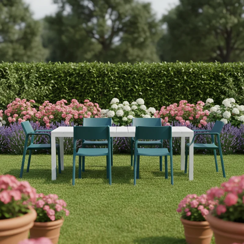 Set tavolo Rio Allungabile 210-280 cm con 8 sedie Trill per interno ed esterno