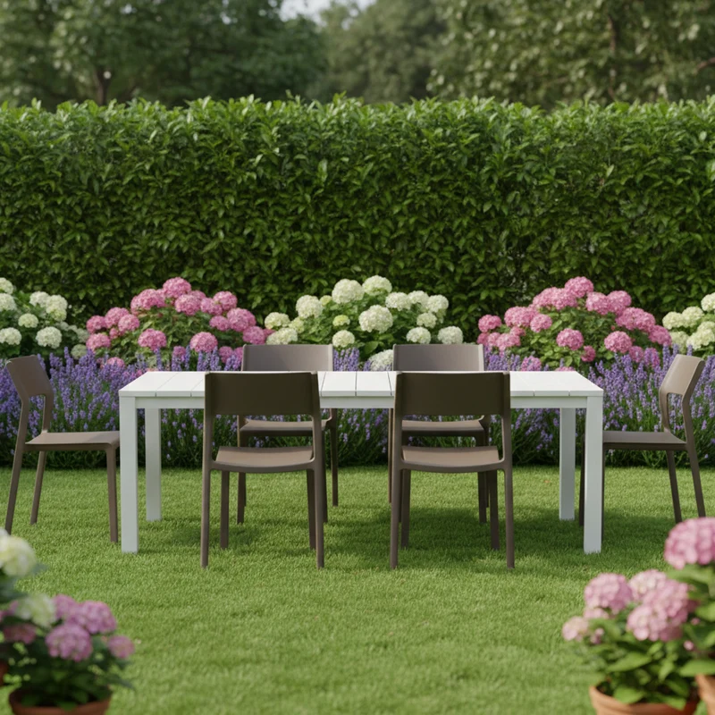 Set tavolo Rio Allungabile 210-280 cm con 8 sedie Trill per interno ed esterno