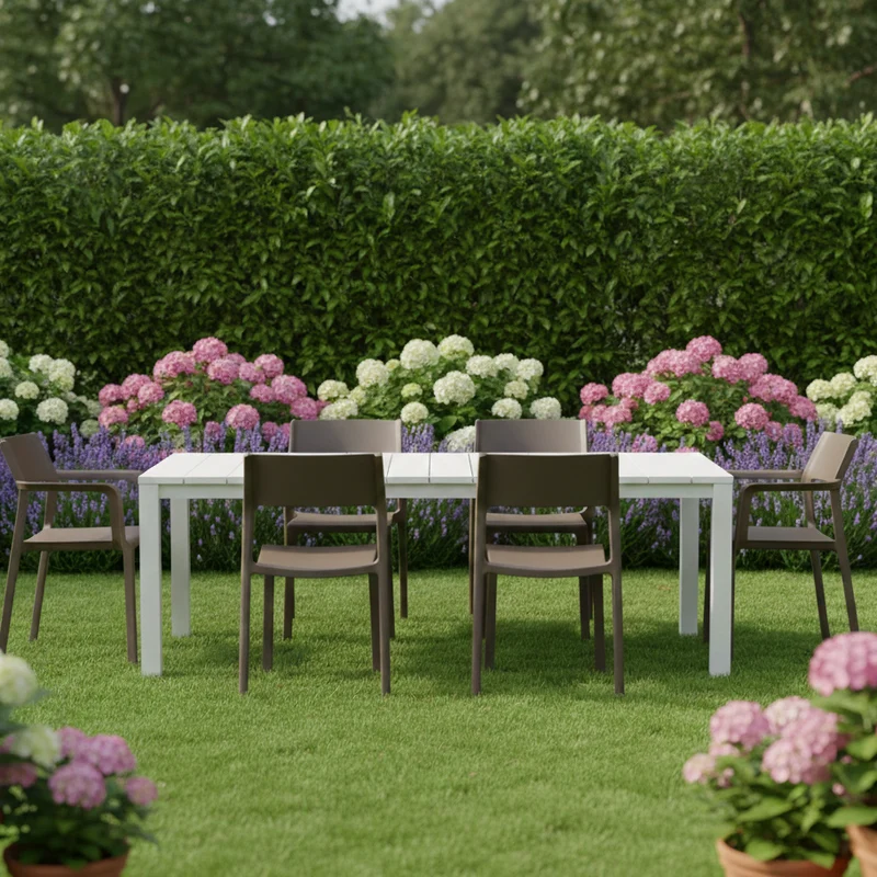 Set tavolo Rio Allungabile 210-280 cm con 8 sedie Trill per interno ed esterno