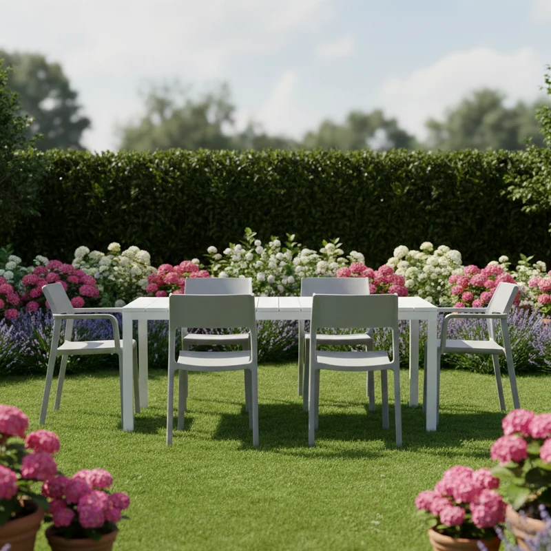 Set tavolo Rio Allungabile 210-280 cm con 8 sedie Trill per interno ed esterno