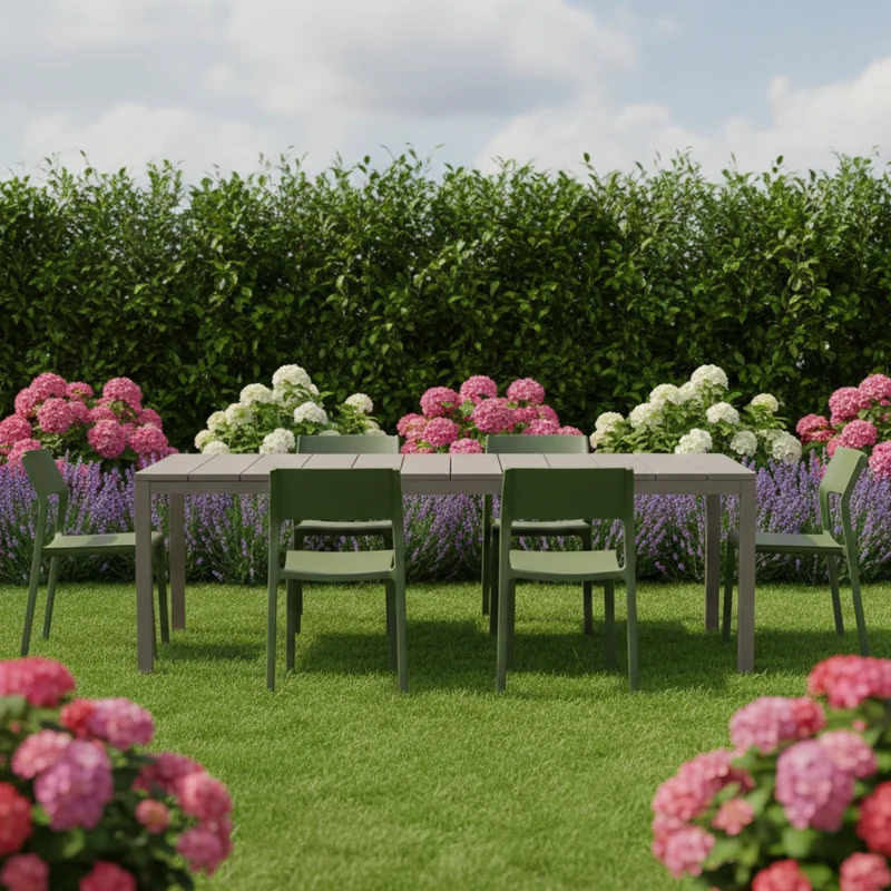 Set tavolo Rio Allungabile 210-280 cm con 8 sedie Trill per interno ed esterno