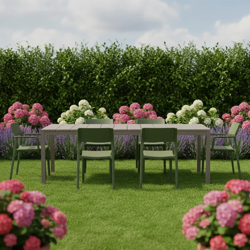 Set tavolo Rio Allungabile 210-280 cm con 8 sedie Trill per interno ed esterno