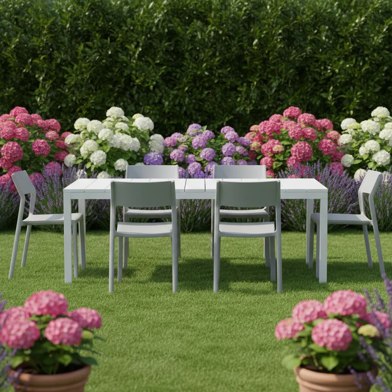 Set tavolo Rio Allungabile 210-280 cm con 8 sedie Trill per interno ed esterno