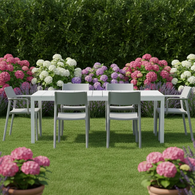Set tavolo Rio Allungabile 210-280 cm con 8 sedie Trill per interno ed esterno