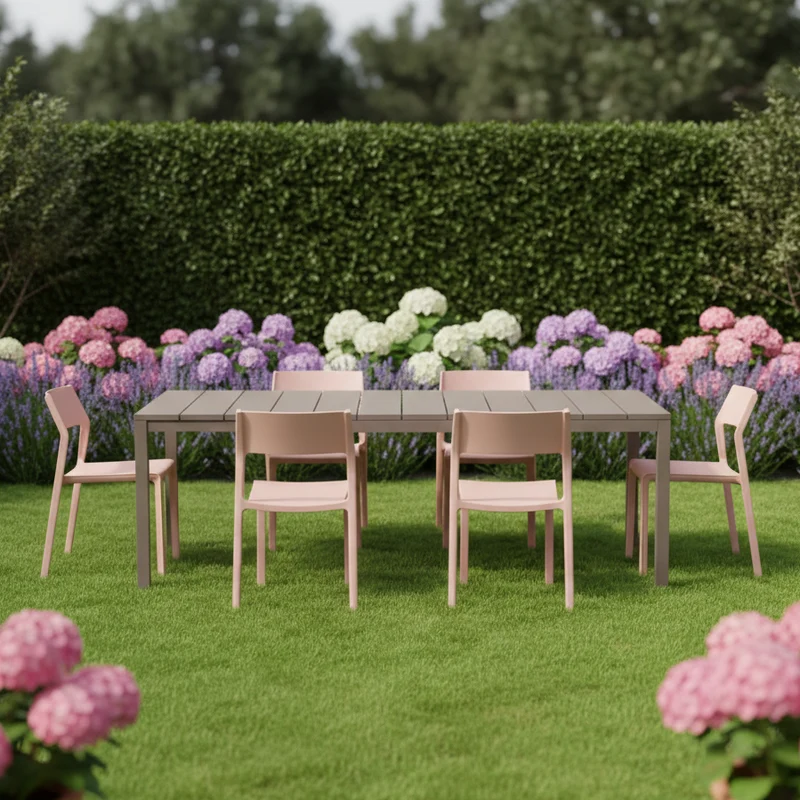 Set tavolo Rio Allungabile 210-280 cm con 8 sedie Trill per interno ed esterno