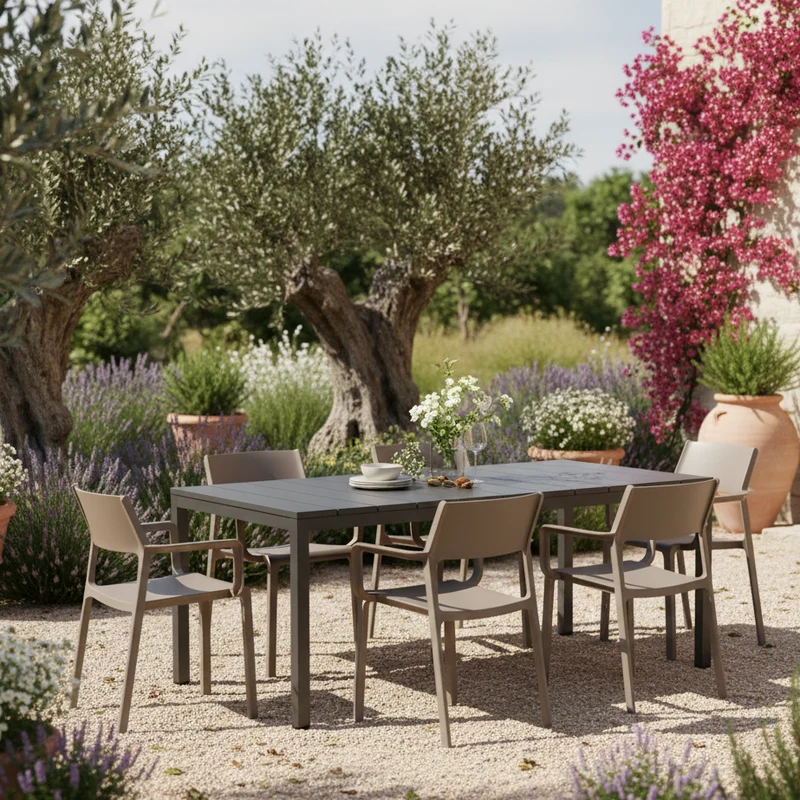 Tavolo allungabile "Nardi Rio Alu" piano telescopico in alluminio per giardino e veranda