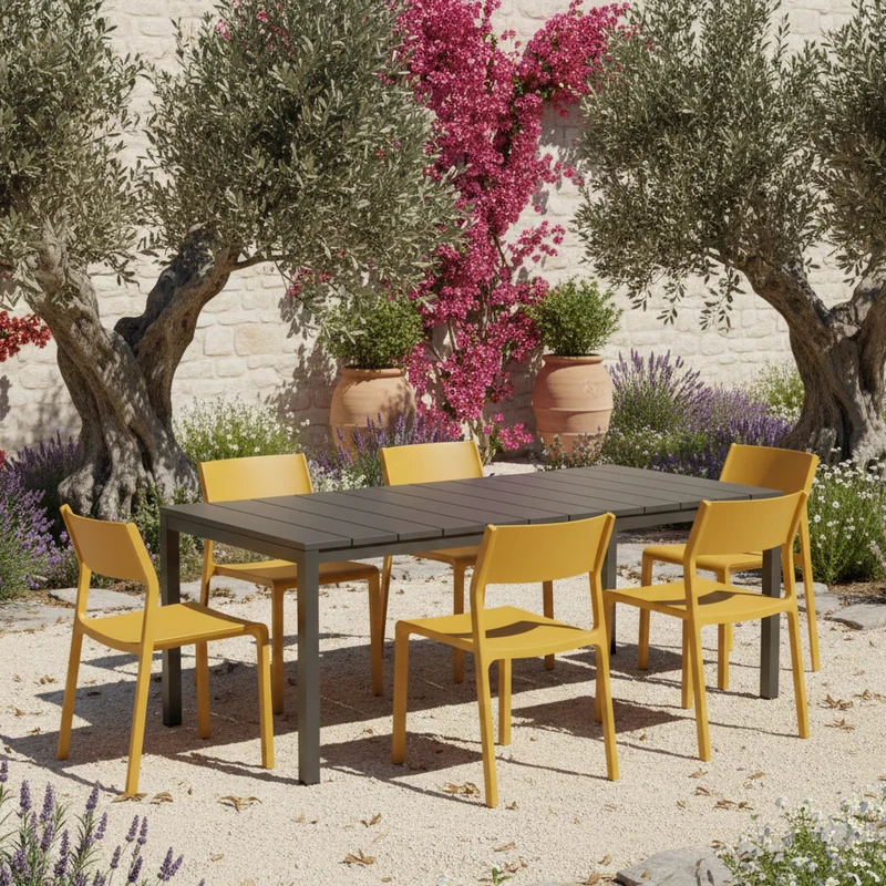 Tavolo Fisso "Nardi Rio Alu" piano in alluminio per giardino e veranda 210 cm "Made in Italy"
