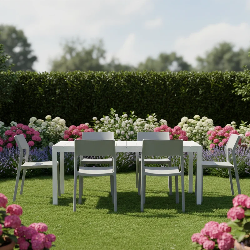 Set tavolo Rio Allungabile 210-280 cm con 10 sedie Trill per interno ed esterno