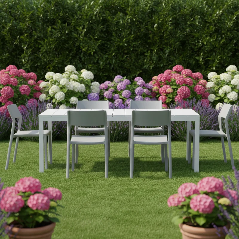 Set tavolo Rio Allungabile 210-280 cm con 10 sedie Trill per interno ed esterno
