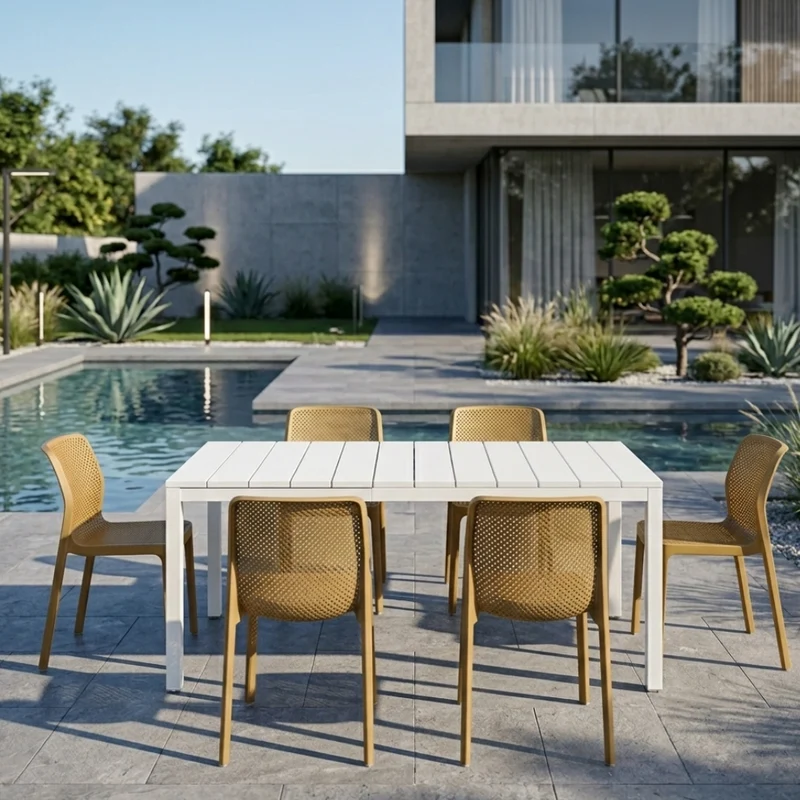 Set tavolo Rio Allungabile 210-280 cm con 8 sedie Bit per giardino ed esterno