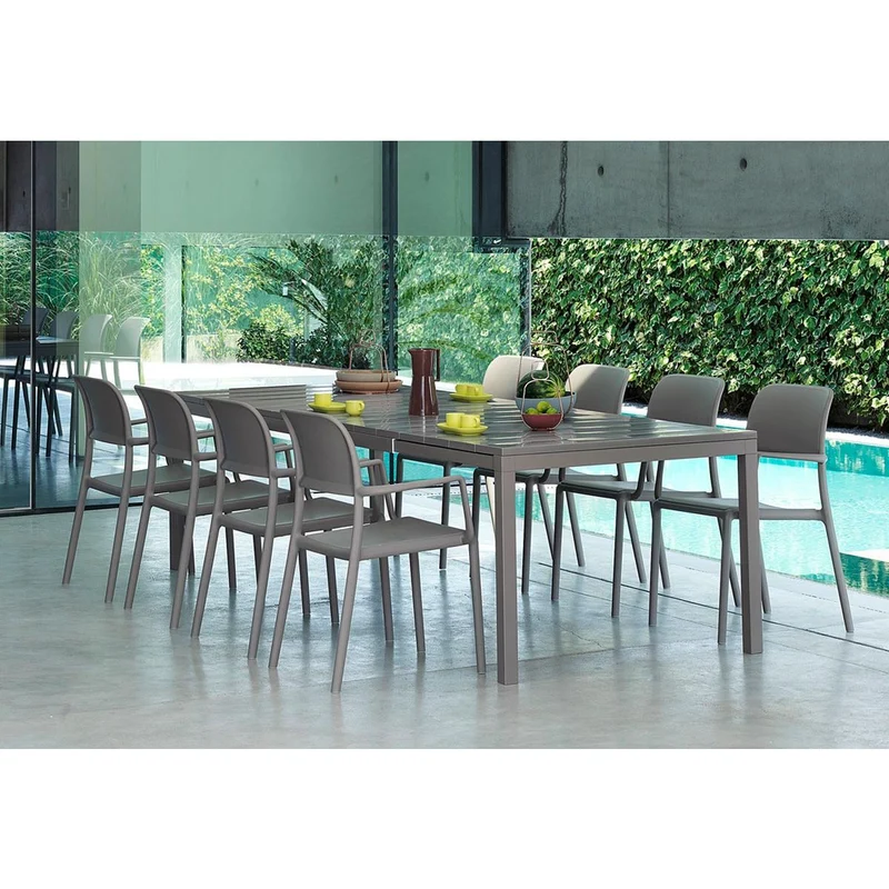 Set tavolo Rio Allungabile 210-280 cm con 8 poltrone Riva per esterno e giardino