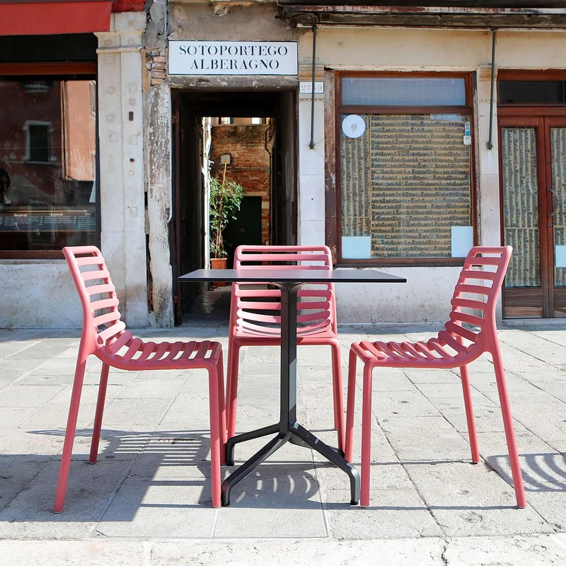 Set tavolo Rio Allungabile 140-210 cm con 6 sedie Doga Bistrot, per esterno e giardino