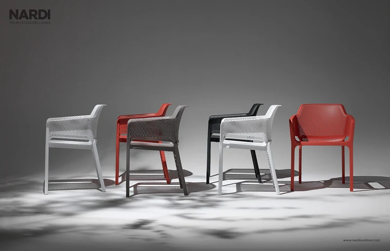 Set tavolo Rio Allungabile 140-210 con 6 sedie Net per esterno e giardino