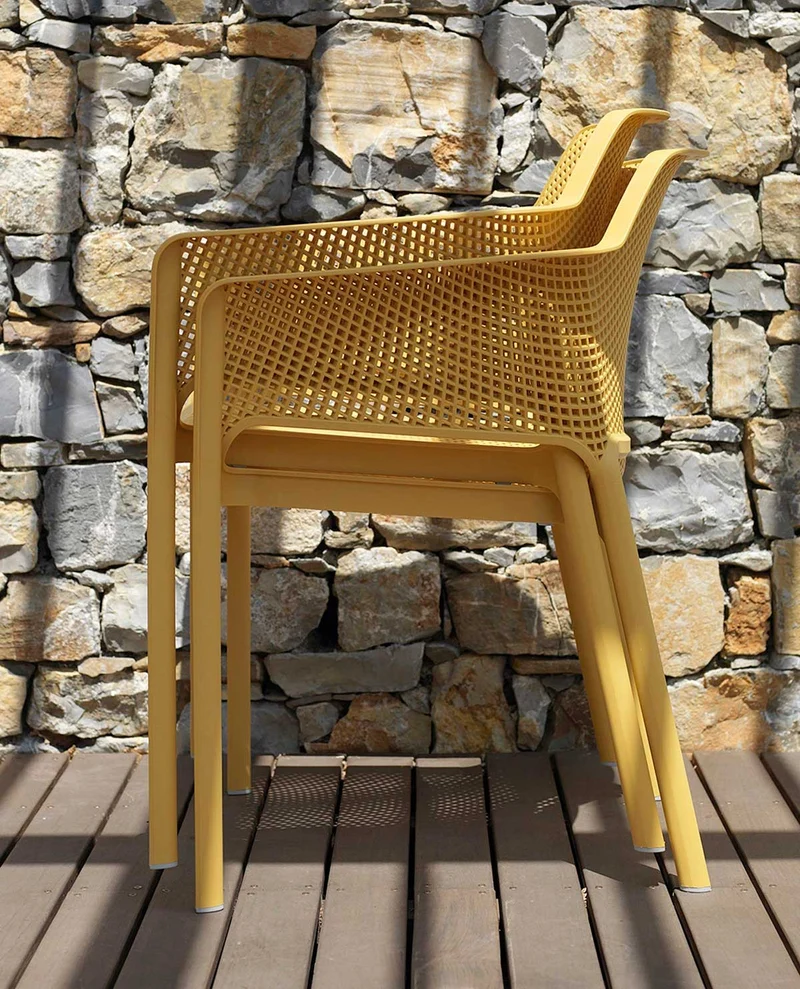Set tavolo Rio Allungabile 140-210 con 6 sedie Net per esterno e giardino