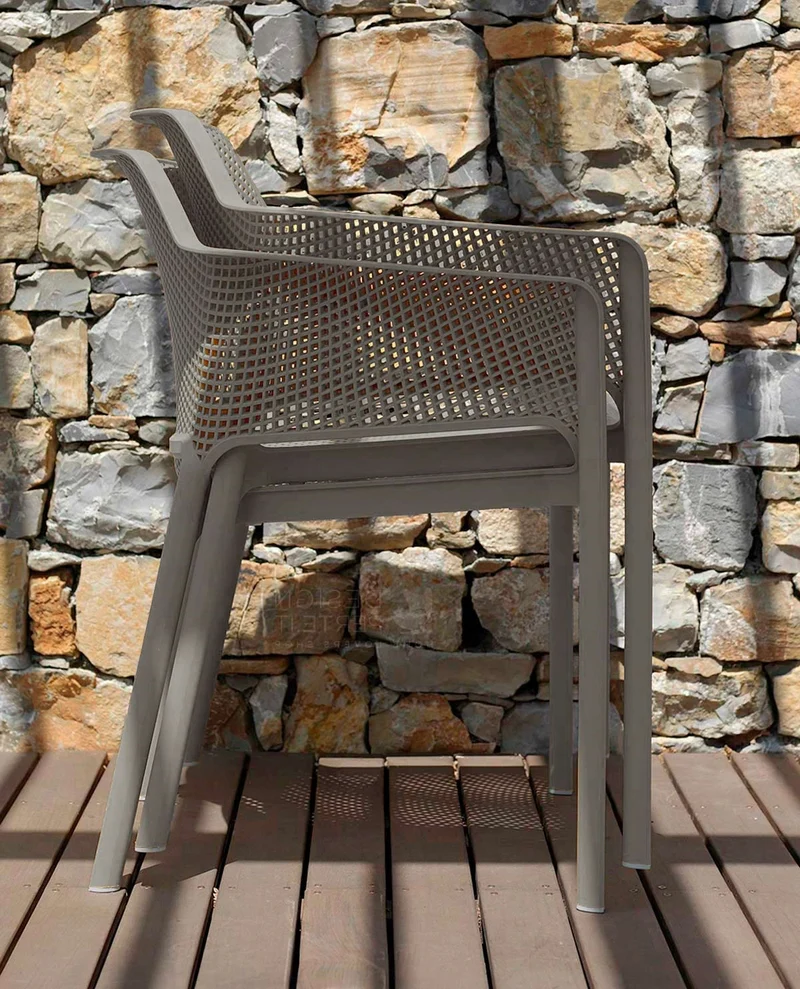 Set tavolo Rio Allungabile 210-280 cm con 6 sedie Net per esterno e giardino