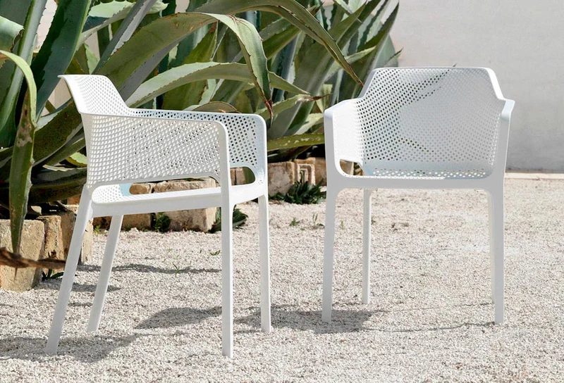 Set tavolo Rio Allungabile 210-280 cm con 6 sedie Net per esterno e giardino