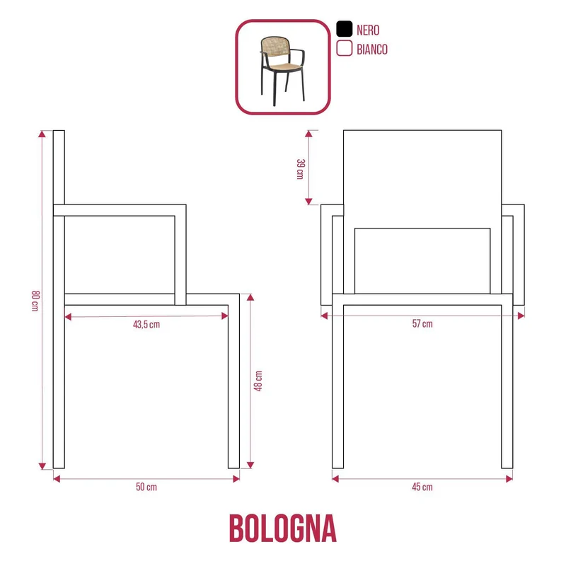 BUYBUY Sedia Arredamento da Interno Bologna Colore Nero BLG001B