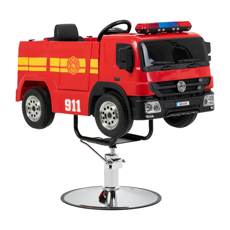 Poltrona Parrucchiere Bambini Tema Pompieri | CAMION DEI POMPIERI (Rosso)
