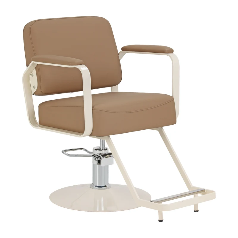 Poltrona da Parrucchiere Ergonomica con Sollevamento Idraulico | AURORA (Marrone Chiaro)