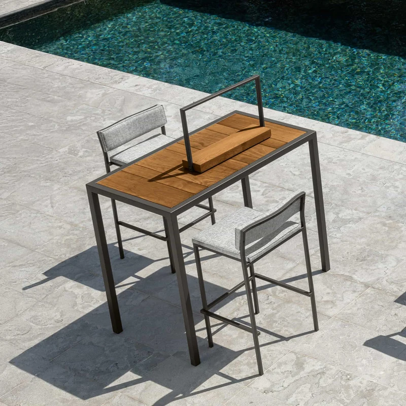 Outdoor Wood and Steel Bar Table CASILDA by Ramón Esteve for Talenti