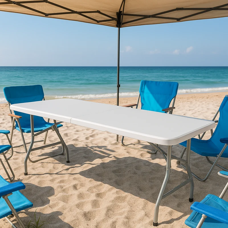 Tavolo "Catering" da campeggio con piede pieghevole, da 200 x 90 cm