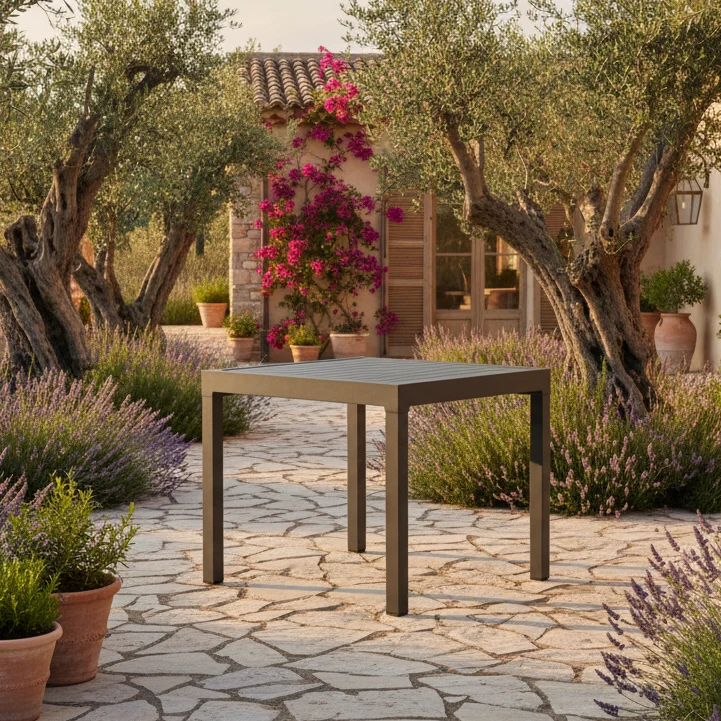 Tavolo allungabile "Petra" in alluminio Antracite 83-166 x 80 cm per giardino e veranda
