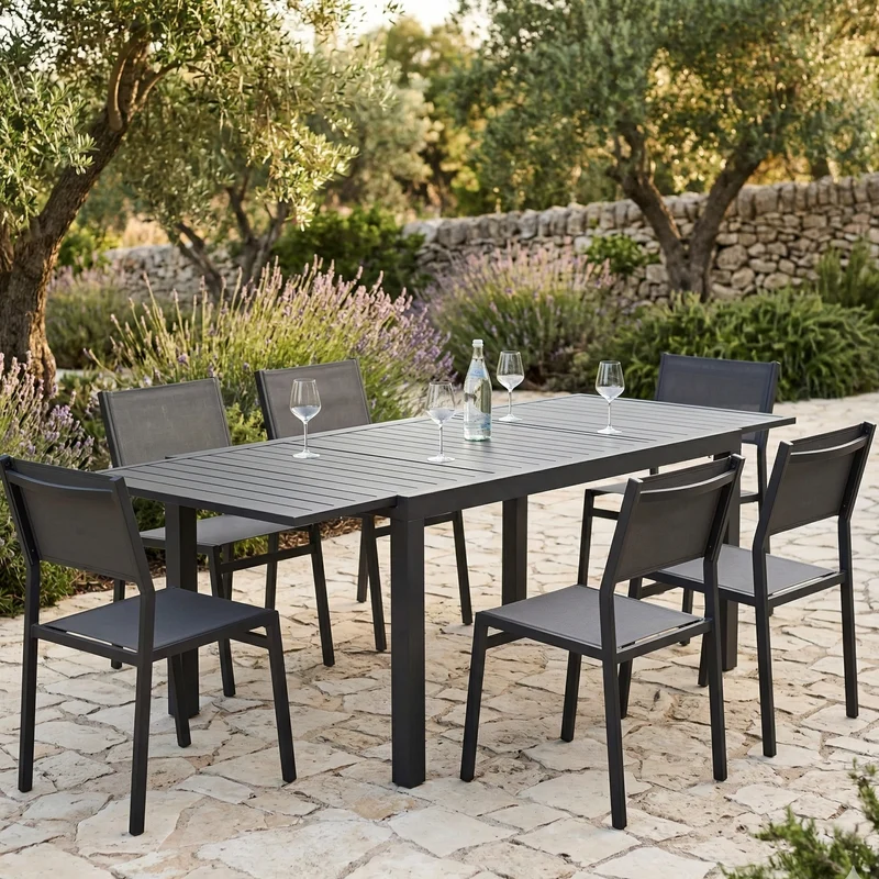 Tavolo allungabile Antracite "Tenerife" in alluminio dogato da esterno per giardino 160/240 x 90 cm