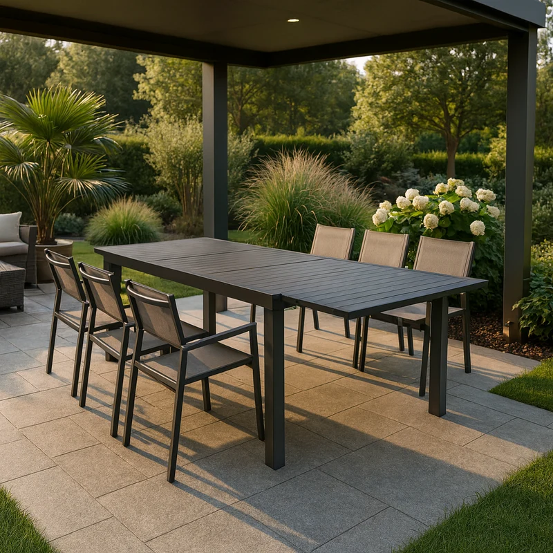 Tavolo allungabile Antracite "Tenerife" in alluminio dogato da esterno per giardino 160/240 x 90 cm