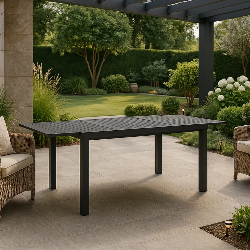 Tavolo allungabile Antracite "Tenerife" in alluminio dogato da esterno per giardino 160/240 x 90 cm
