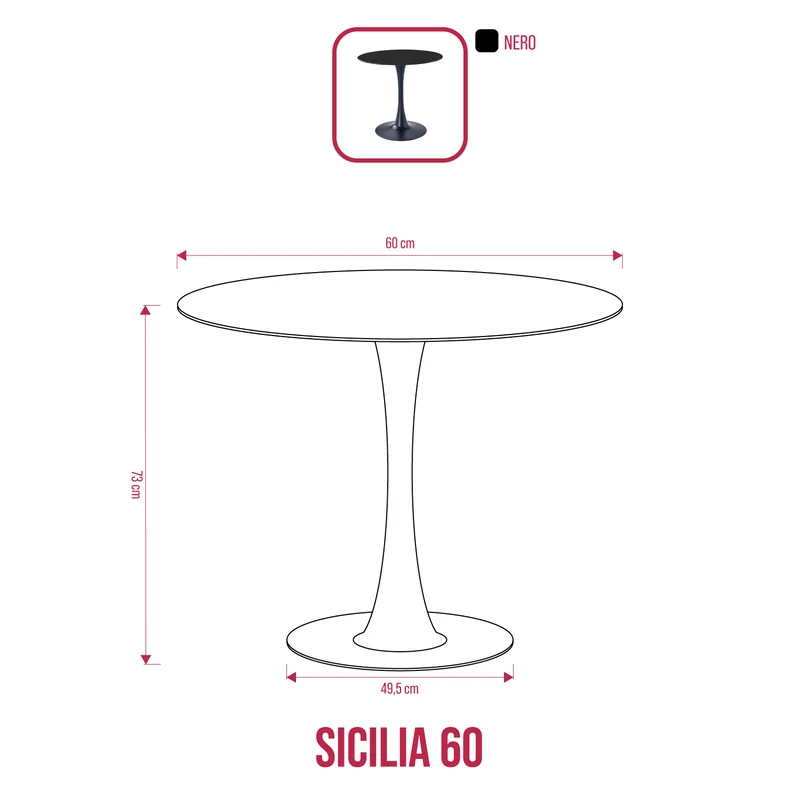 BUYBUY Tavolo Arredamento Tondo 60 cm Diametro SIC60R