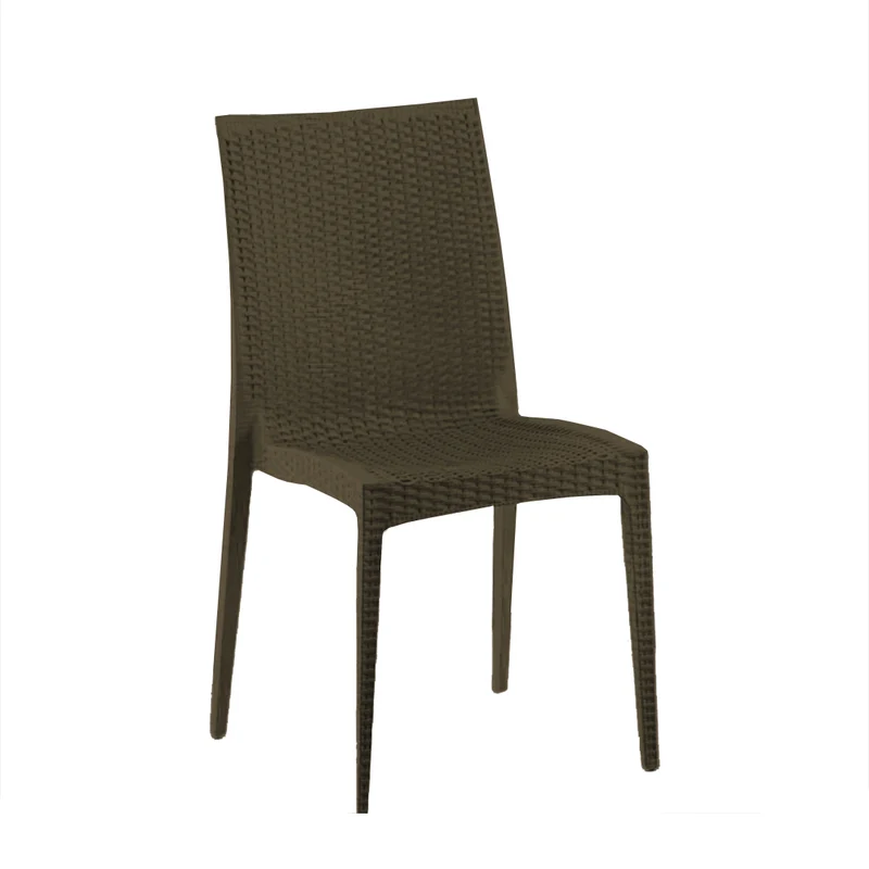 Set da 4 Sedie In Plastica Da Giardino E Da Esterno Stile Rattan Marrone
