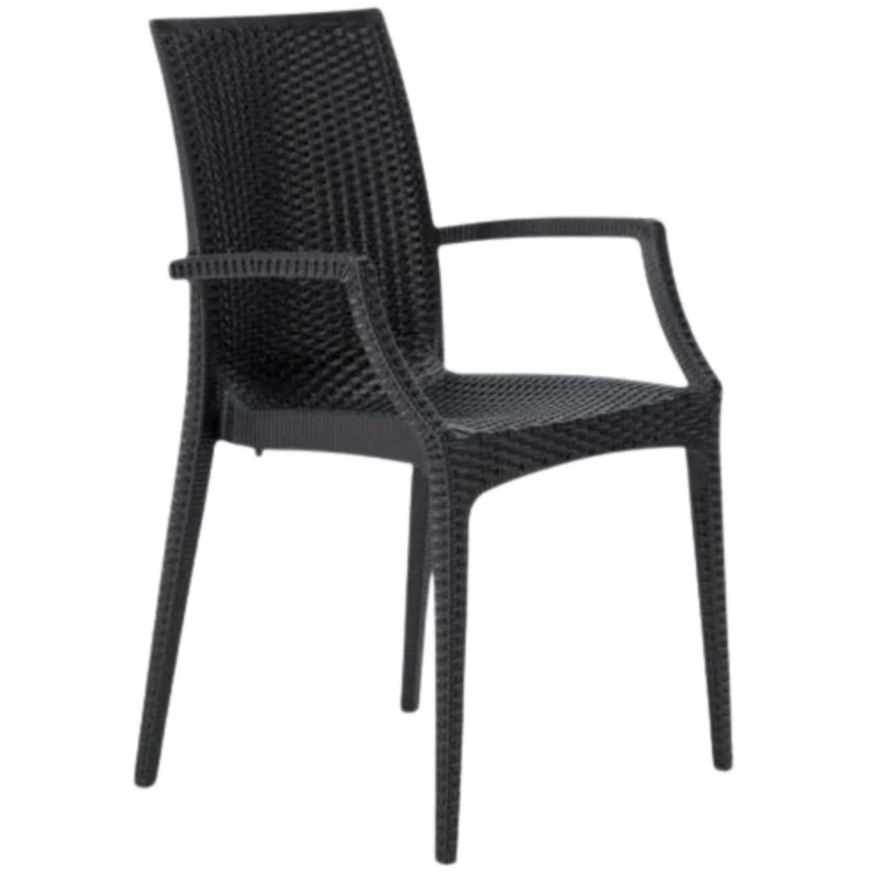 BUYBUY KIT 8 SEDIE NERE RATTAN CON BRACCIOLI