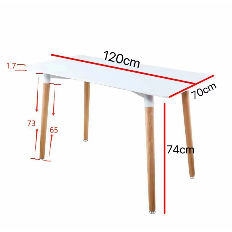 BUYBUY Tavolo in Legno 120 x 70 cm. con piedi in faggio Bianco con piedi in Faggio PGL001
