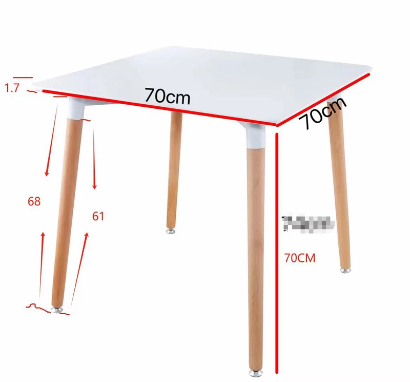 BUYBUY Tavolo in Legno 65 x 65 cm. con piedi in faggio Bianco con piedi in Faggio CMP001