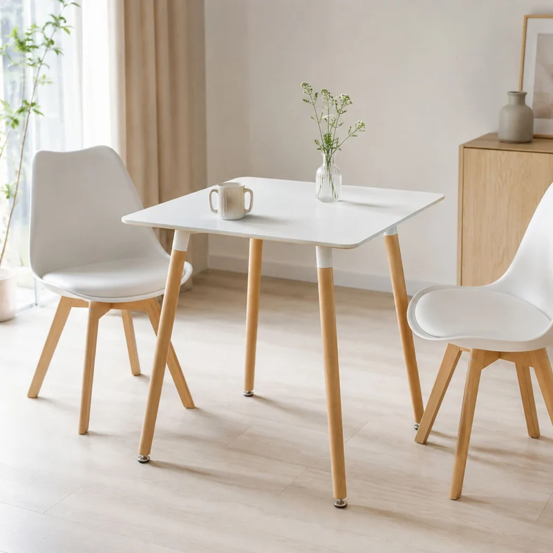 BUYBUY Tavolo in Legno 65 x 65 cm. con piedi in faggio Bianco con piedi in Faggio CMP001
