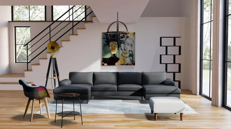 BUYBUY Kit 2 Poltroncine serie Picasso in PP con seduta in spugna ricoperta con stoffa in stile patchwork, piedi in legno di faggio KITPIC006