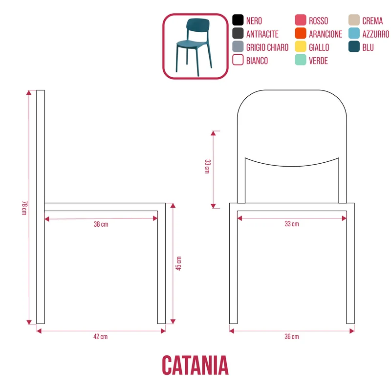 buybuy Sedia Catania Colore Rosa Pink CTN13P