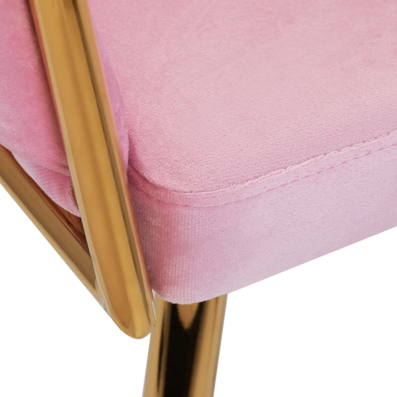 Sedia Elegante in Velluto Rosa e Oro con Schienale Intrecciato | QS-GW06G (Rosa)