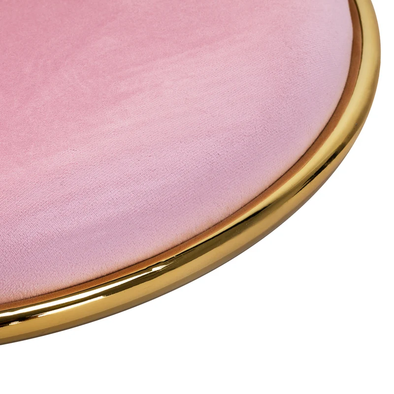 Poltrona Girevole Velvet con Schienale Intrecciato e Base Gold | QS-GW01G (Rosa)
