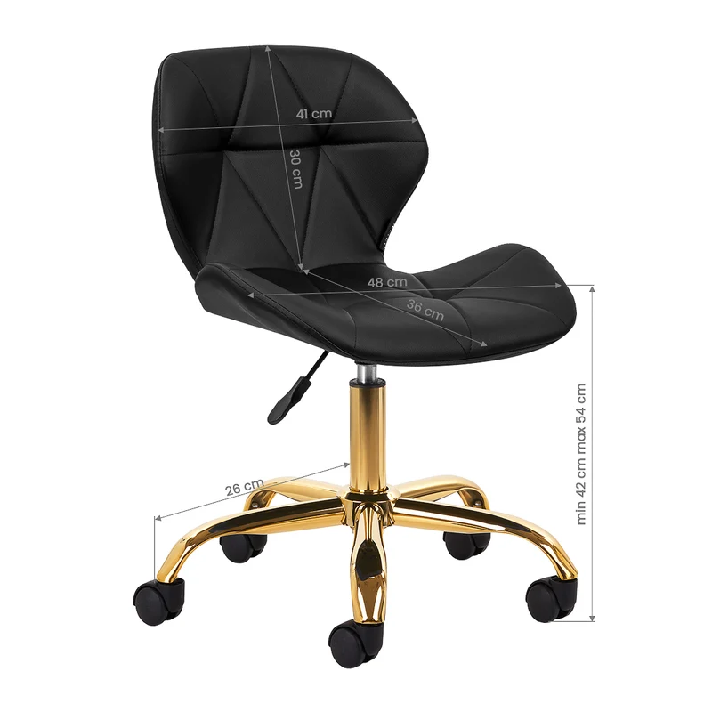Sgabello Estetico Professionale con Schienale Ergonomico e Ruote Girevoli | QS-06G (Nero Oro)