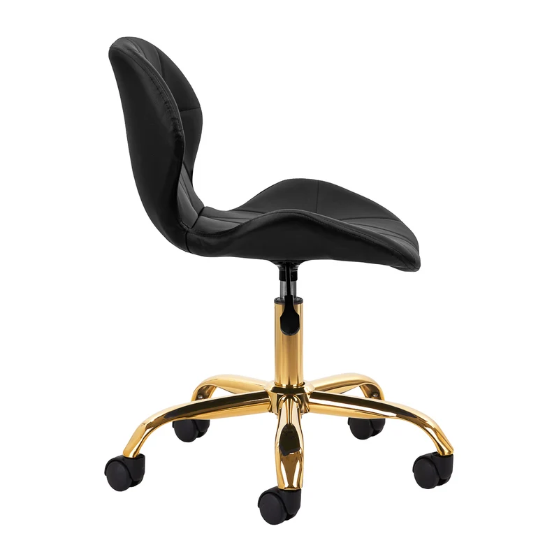 Sgabello Estetico Professionale con Schienale Ergonomico e Ruote Girevoli | QS-06G (Nero Oro)