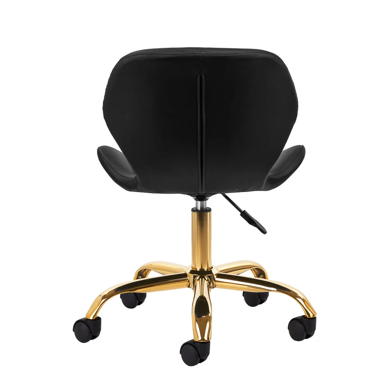 Sgabello Estetico Professionale con Schienale Ergonomico e Ruote Girevoli | QS-06G (Nero Oro)